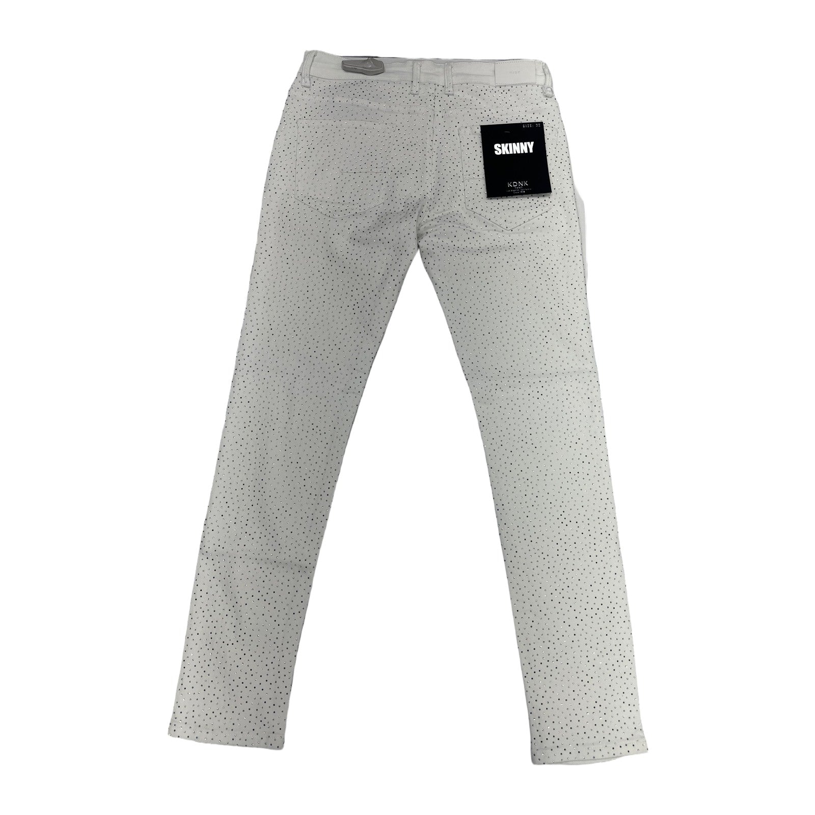 KDNK Rhinestone Skinny Jean — White
