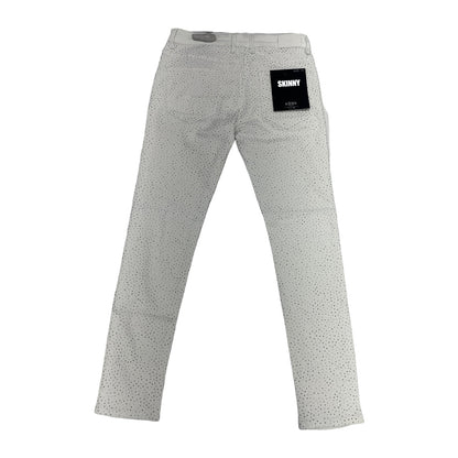 KDNK Rhinestone Skinny Jean — White