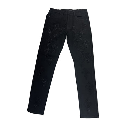 KDNK Rhinestone Cross Skinny Jean — Jet Black