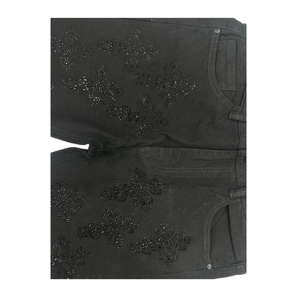 KDNK Rhinestone Cross Skinny Jean — Jet Black