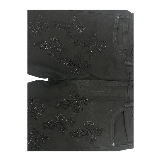 KDNK Rhinestone Cross Skinny Jean — Jet Black