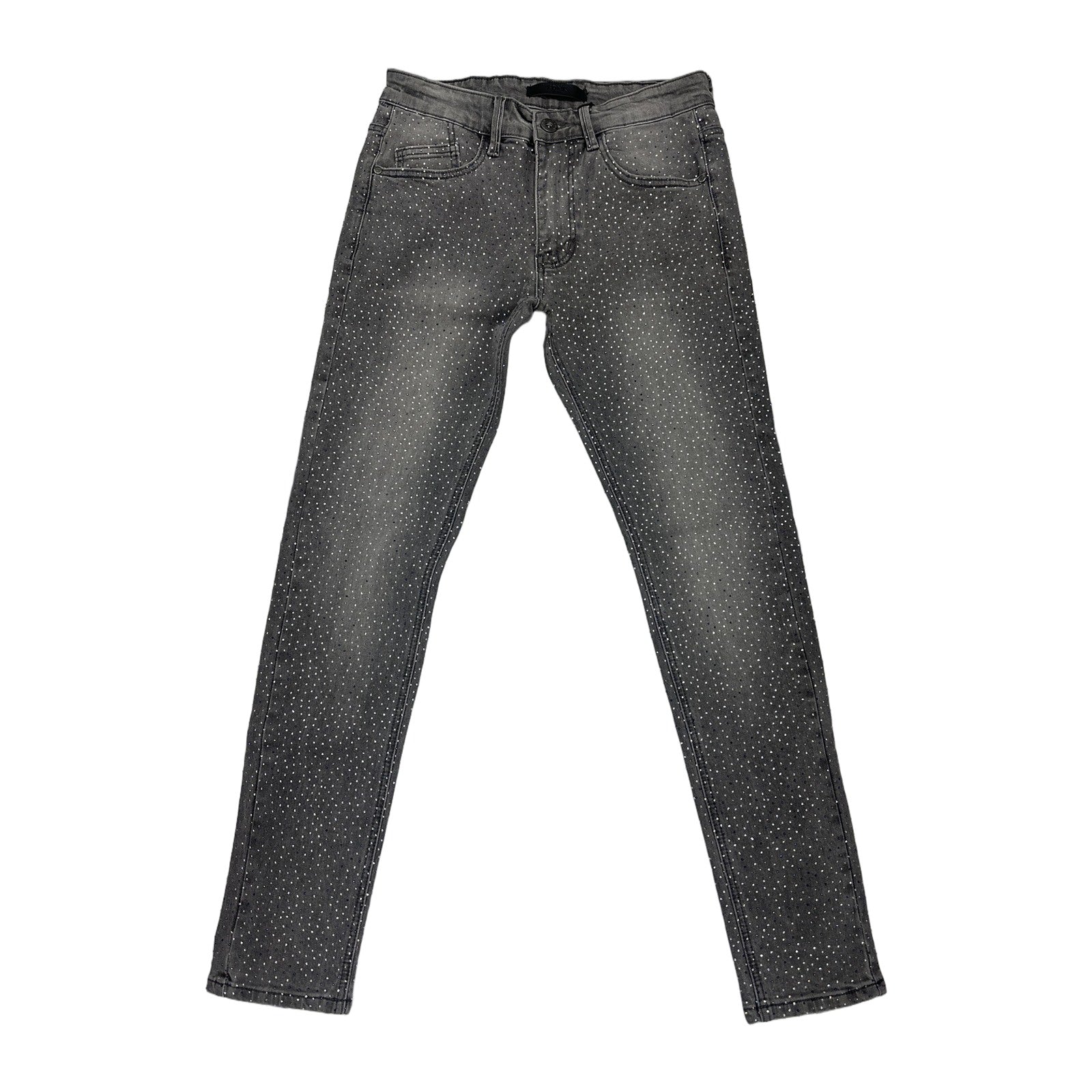 KDNK Rhinestone Skinny Jean — Medium Grey