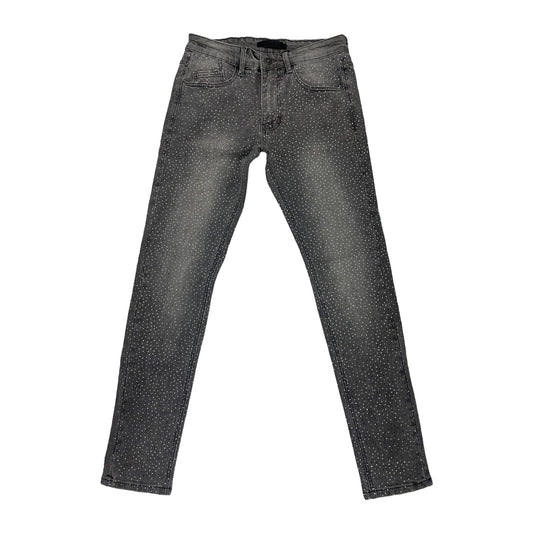 KDNK Rhinestone Skinny Jean — Medium Grey