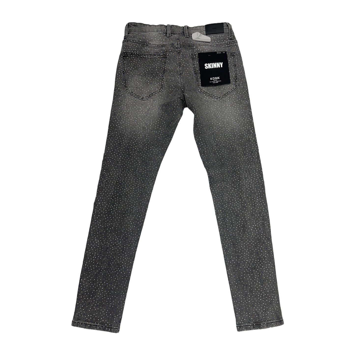 KDNK Rhinestone Skinny Jean — Medium Grey