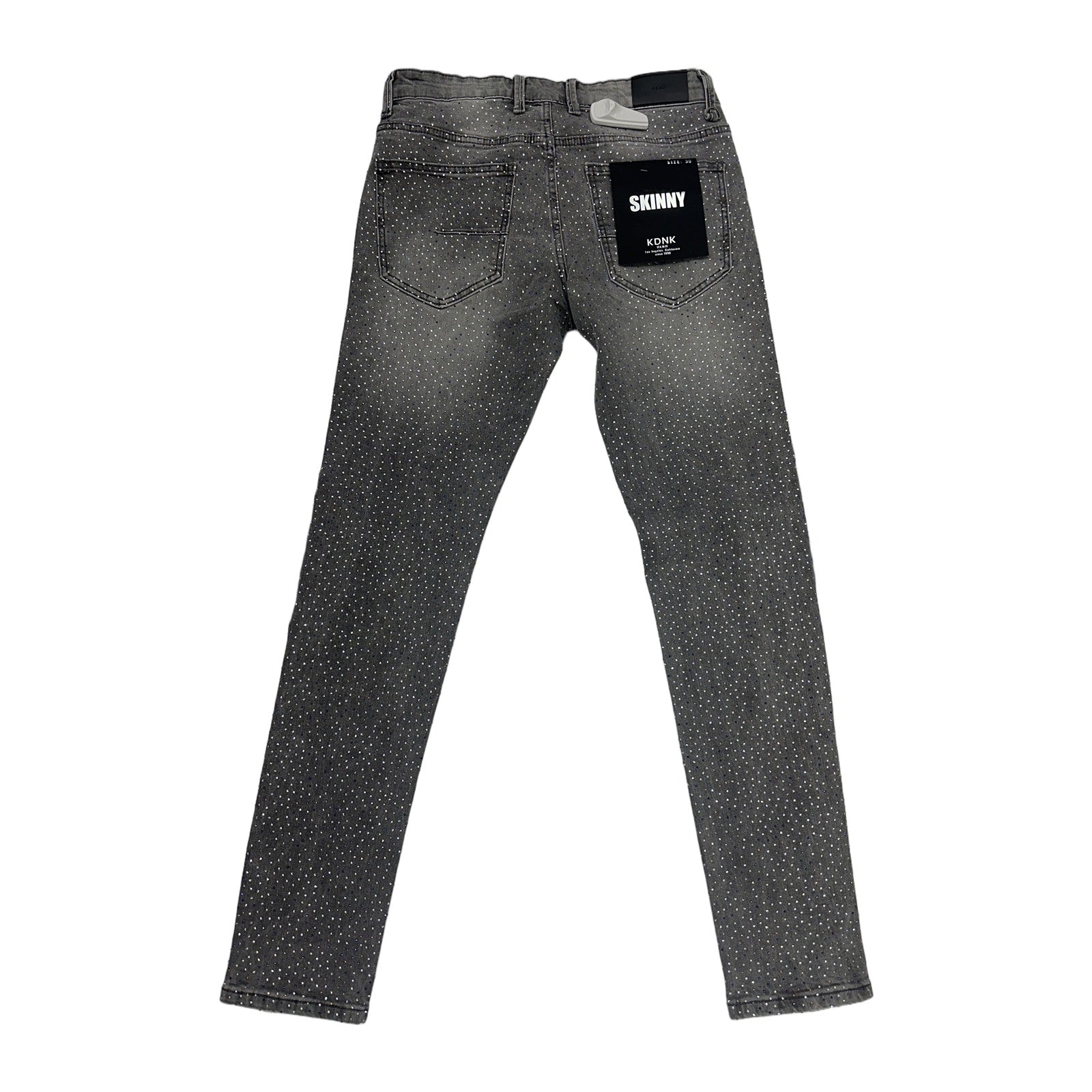 KDNK Rhinestone Skinny Jean — Medium Grey