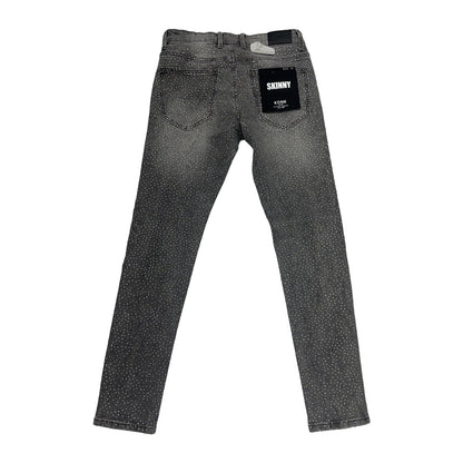 KDNK Rhinestone Skinny Jean — Medium Grey