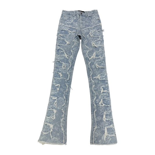 GUAPI Distressed Flare Denim — Blue