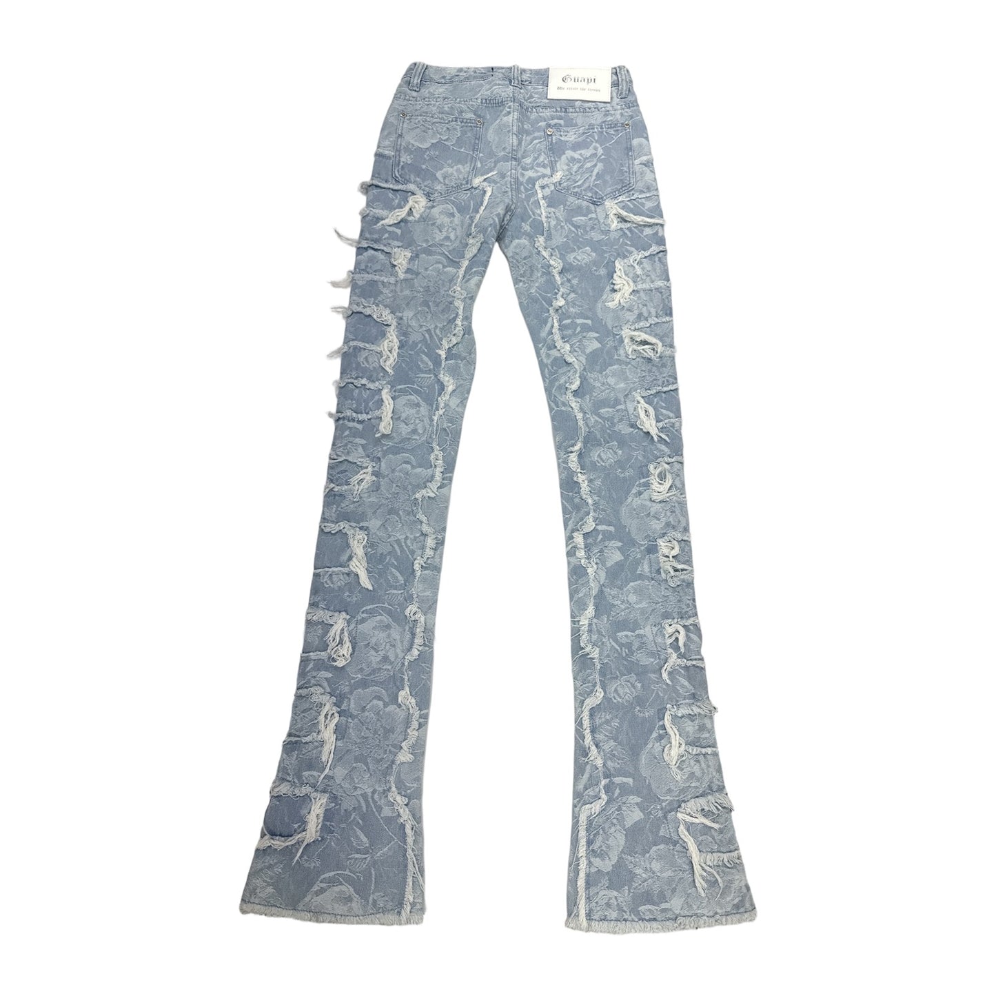 GUAPI Distressed Flare Denim — Blue