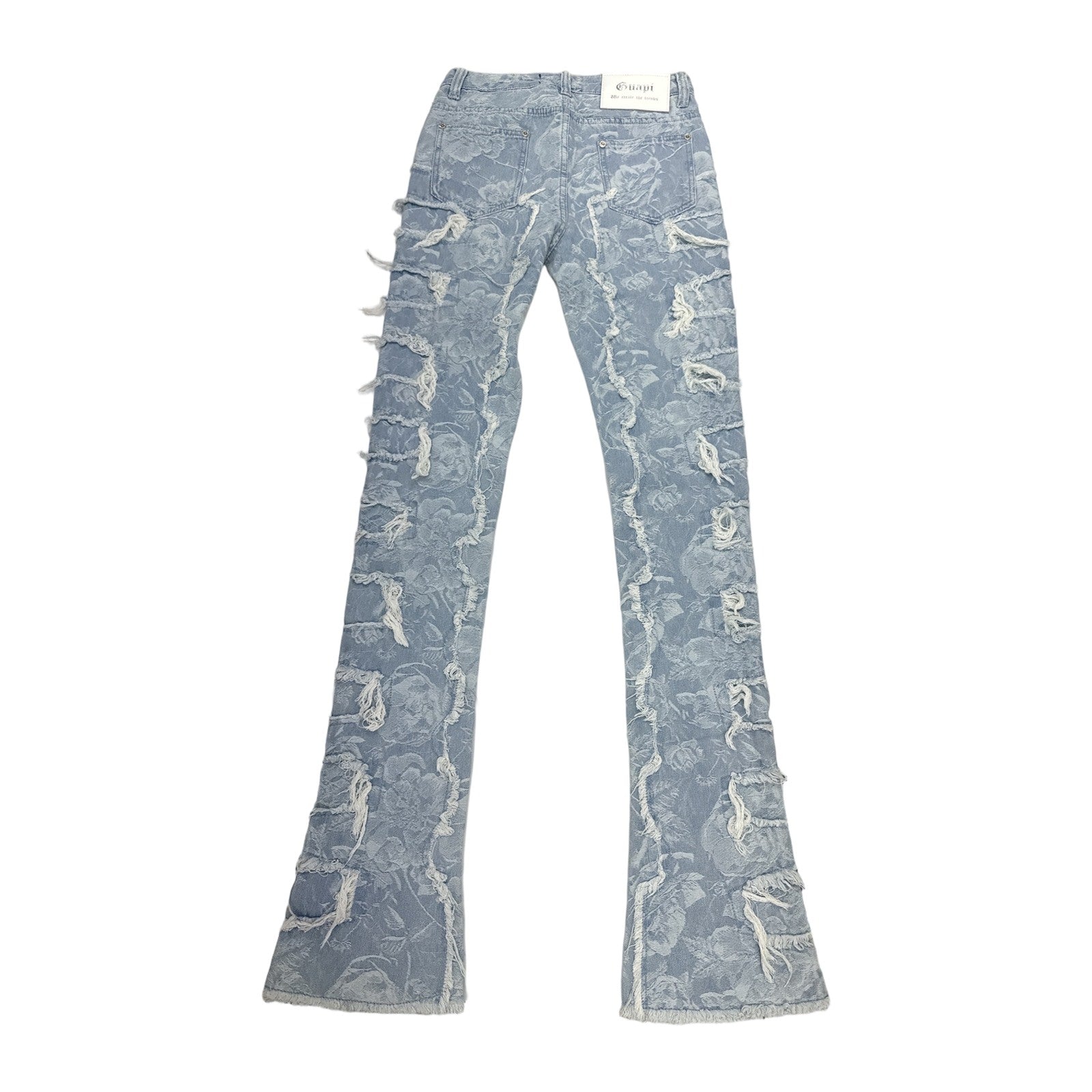GUAPI Distressed Flare Denim — Blue