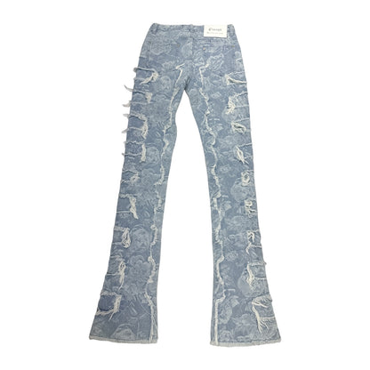 GUAPI Distressed Flare Denim — Blue