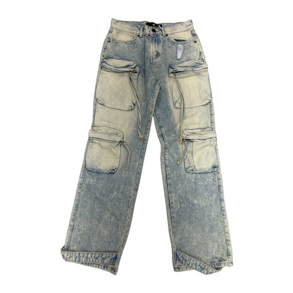 Focus B9004 Marble Wash Jean — Cream & Blue