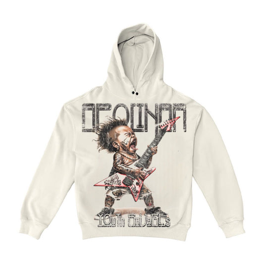 Apolinar cream Youth Savages pullover hoodie with a screaming kid and a Flying V guitar