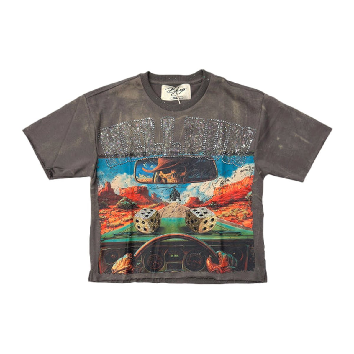 BKYS "Hell Run" Rhinestone Tee - Grey — BKYS — view 2