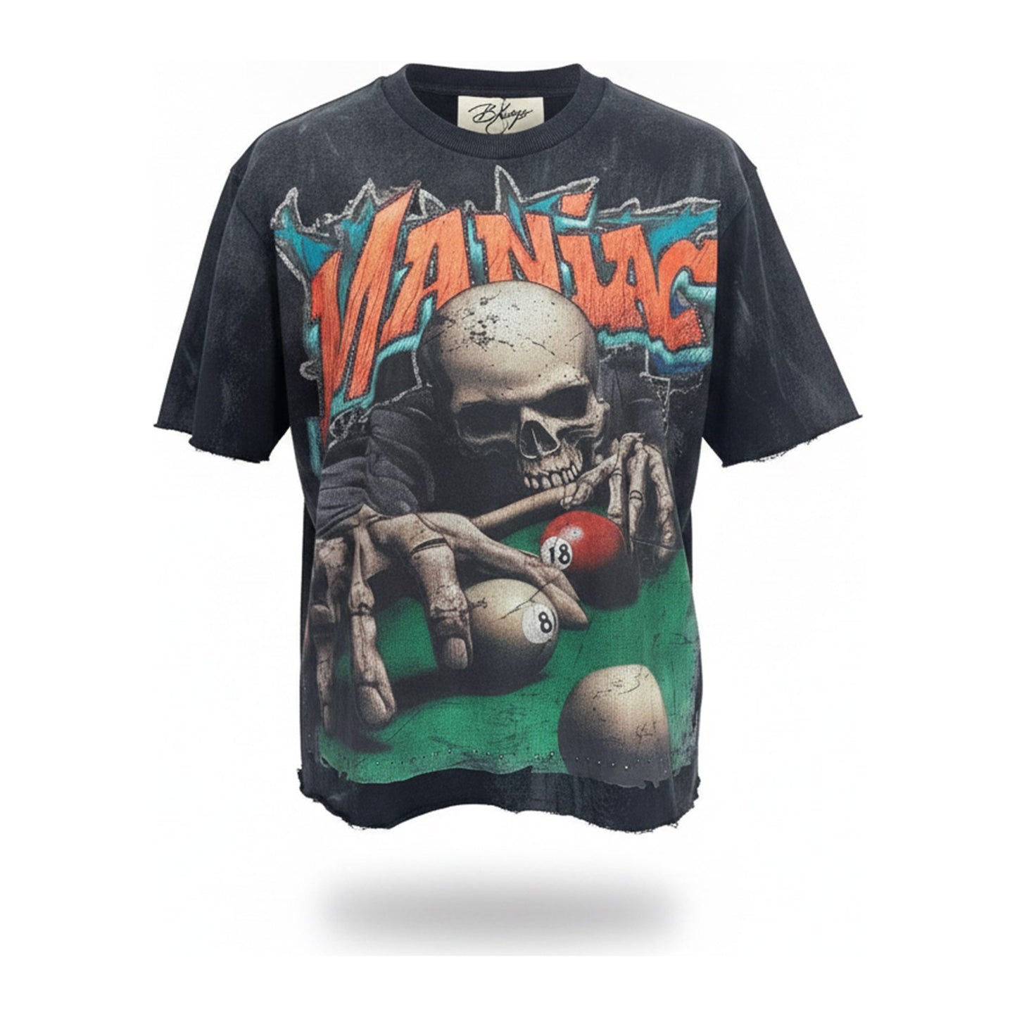 BKYS "Maniac" Rhinestone Tee - Black - ghost mannequin