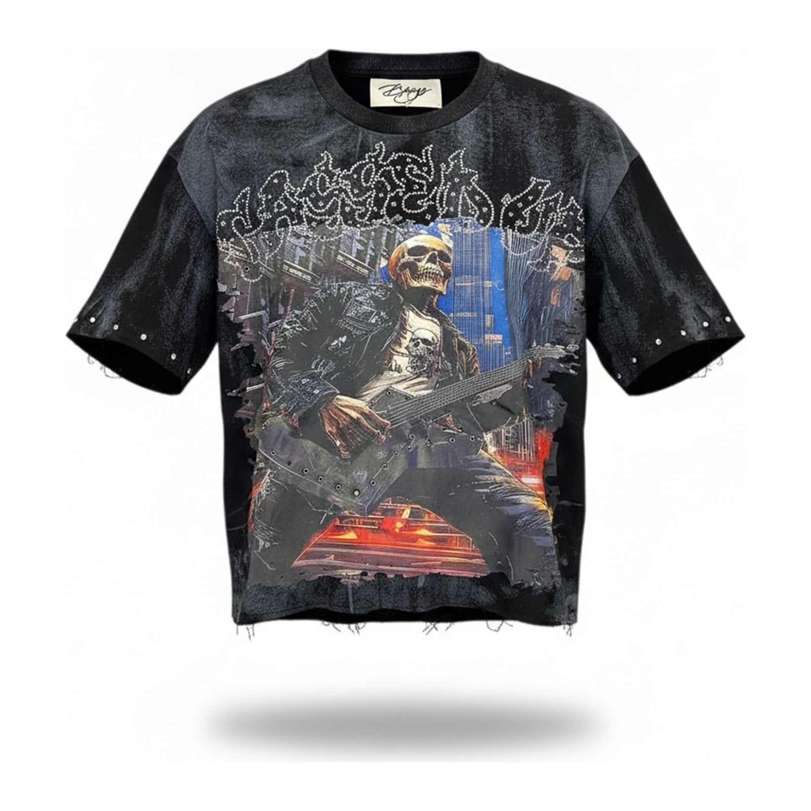 BKYS "Rock My World" Skeleton Tee — Black Wash - ghost mannequin