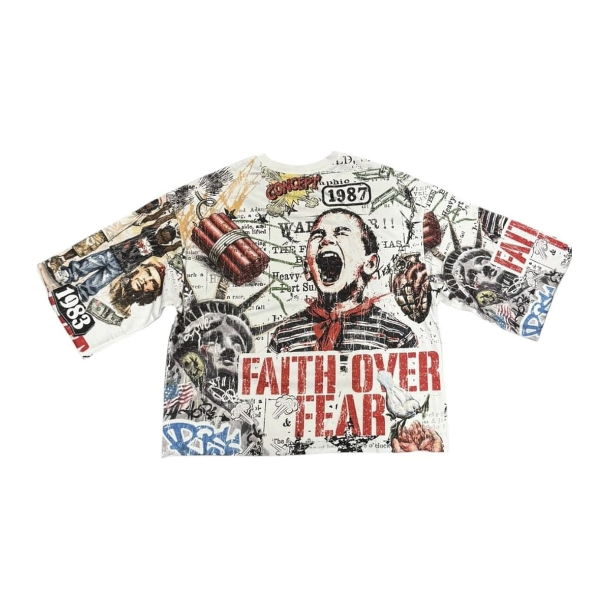 Concept LA "Faith Over Fear" Cropped Tee - Bone — Concept LA — view 2