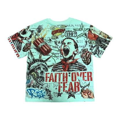 Concept LA "Faith Over Fear" Tee - Aqua — Concept LA — view 3