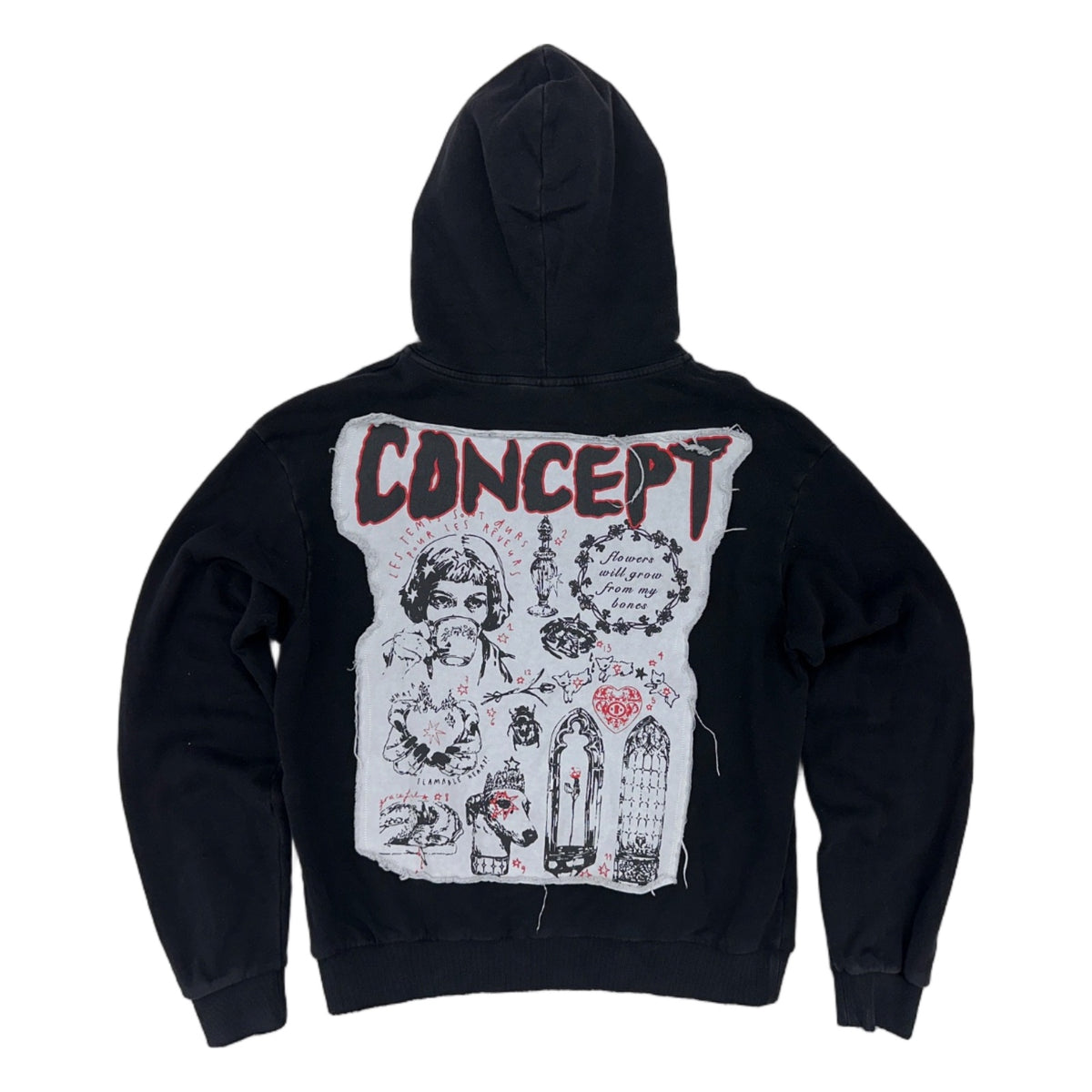 concept la flowers hoodie black wash
