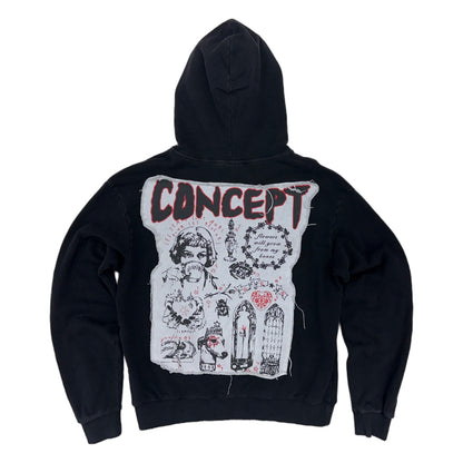 concept la flowers hoodie black wash