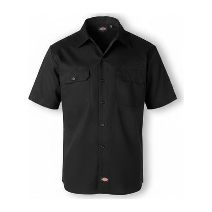 Dickies 1574 Short Sleeve Work Shirt — Black - ghost mannequin