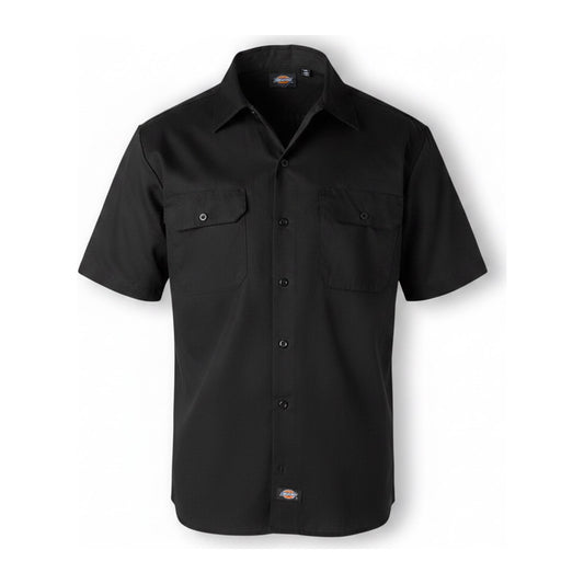 Dickies 1574 Short Sleeve Work Shirt — Black - ghost mannequin