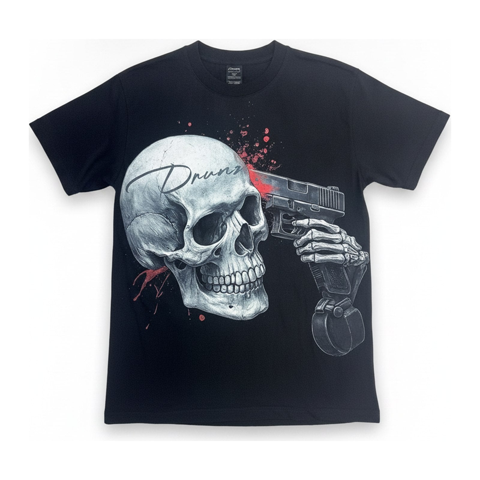 DRUNZ "Mental War" Skull Tee — Black - ghost mannequin