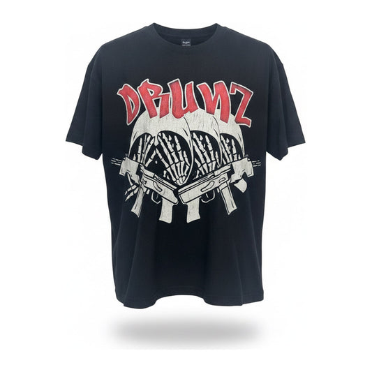 DRUNZ Three Skull Tee — Black - ghost mannequin