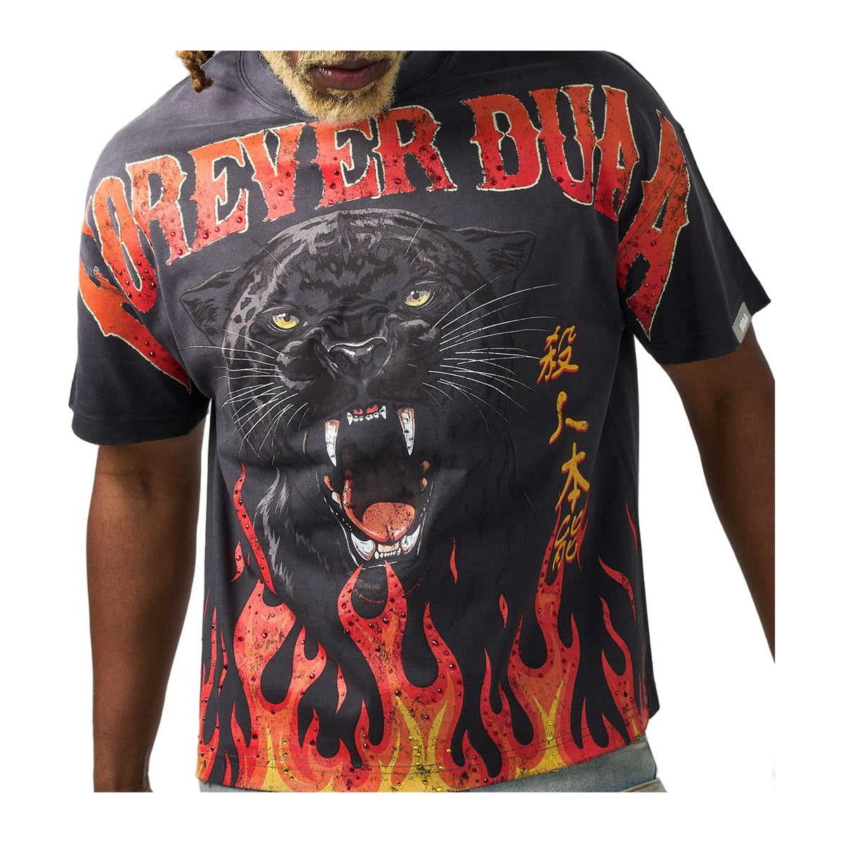 Duaa Panther Flames Tee — Black — Duaa — view 2