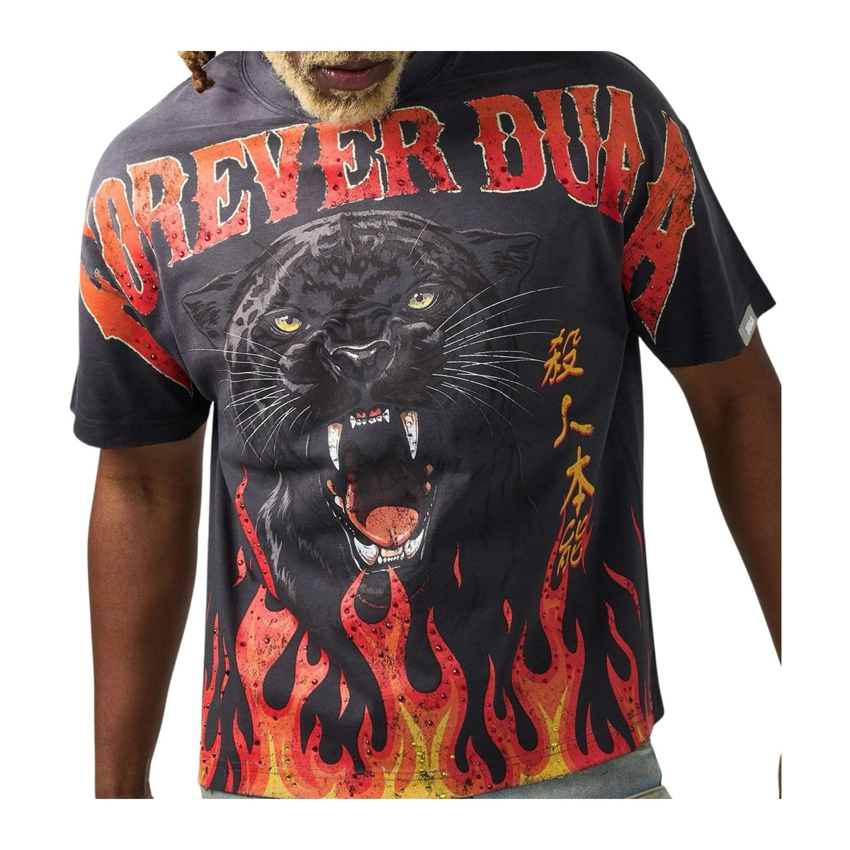 Duaa Panther Flames Tee — Black — Duaa — view 3