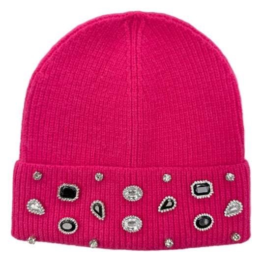eak dark pink rhinestone beenie