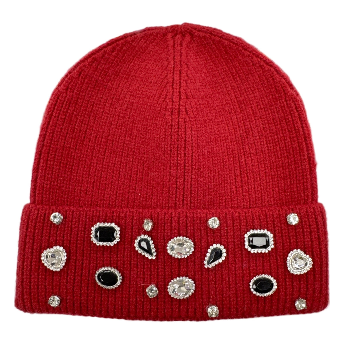 eak dark red rhinestone beenie