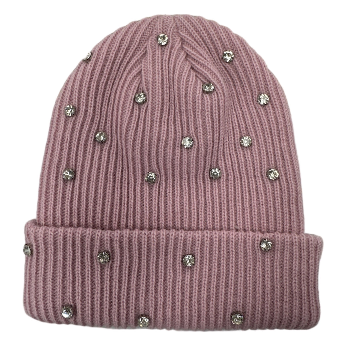 eak grey pink rhinestone beenie
