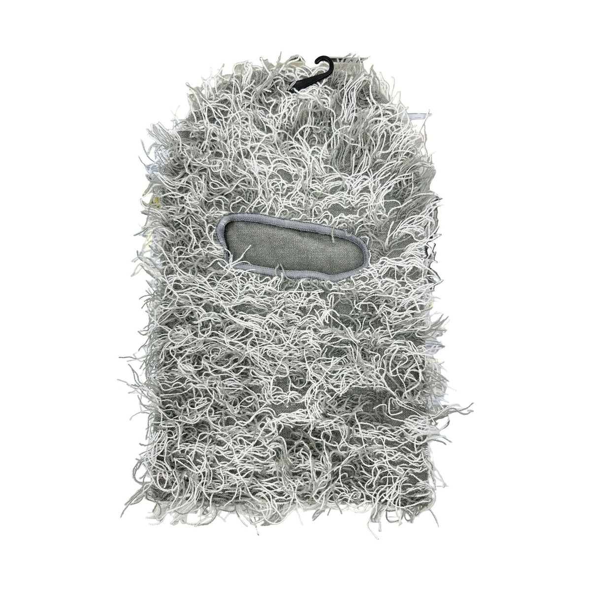 Distressed Knit Ski Mask, Grey/White on a white background
