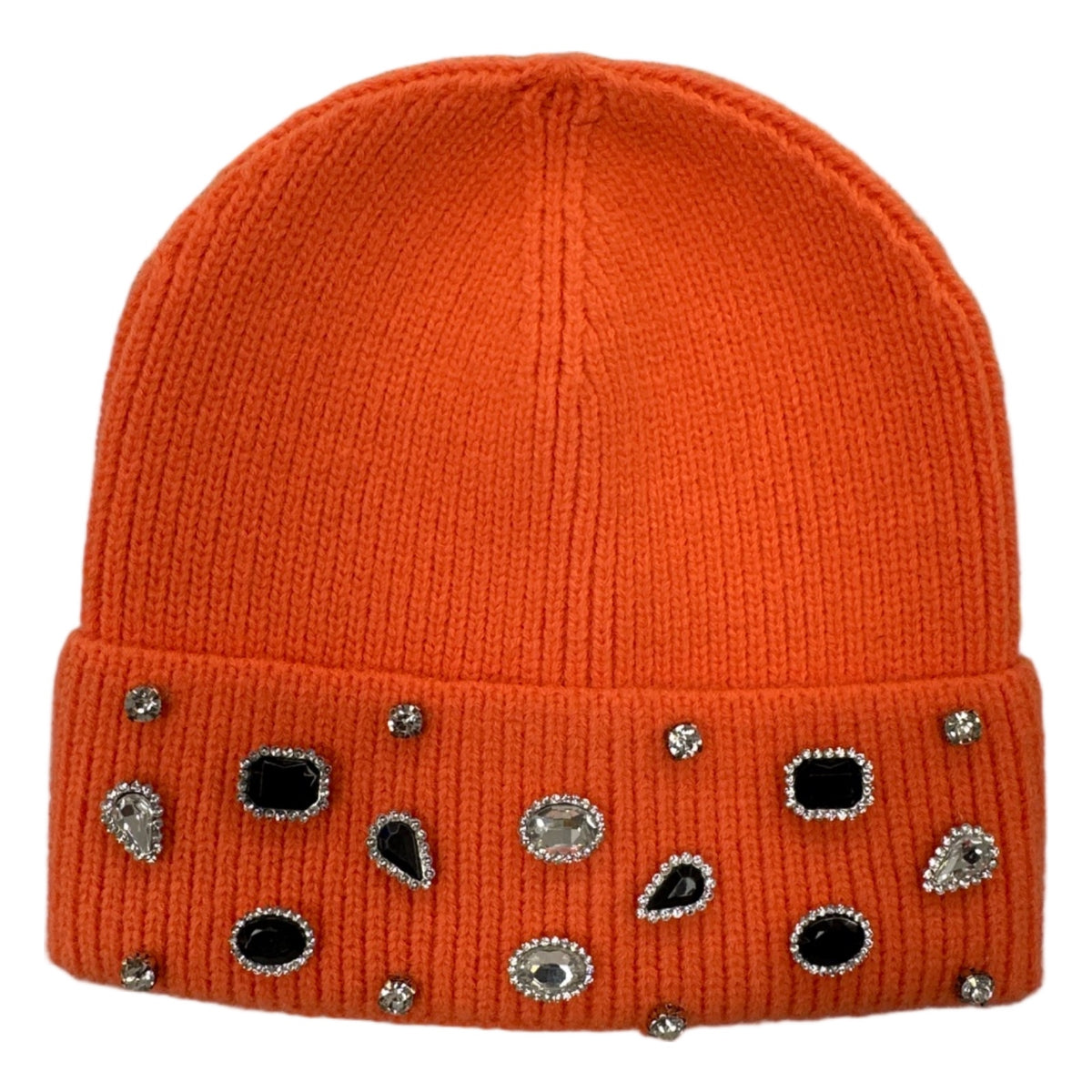 eak orange rhinestone beenie