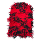 Distressed Knit Ski Mask — Red/Black
