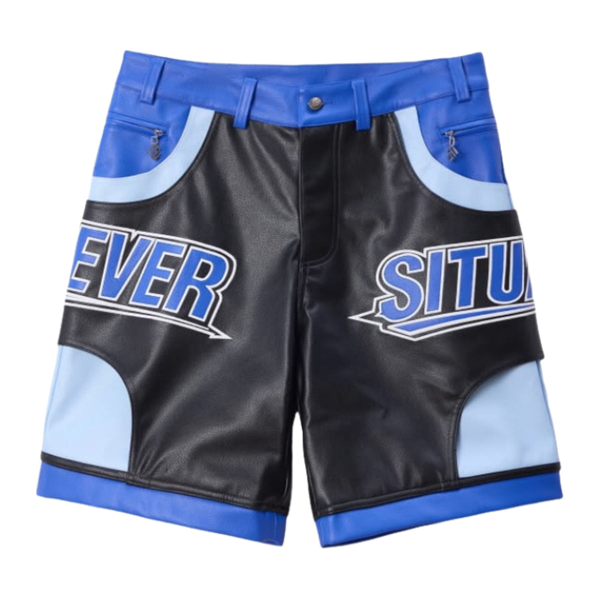 Forever Situated Leather Shorts — Blue — Forever Situated — view 2