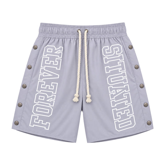 Forever Situated Nylon Track Short in grey
