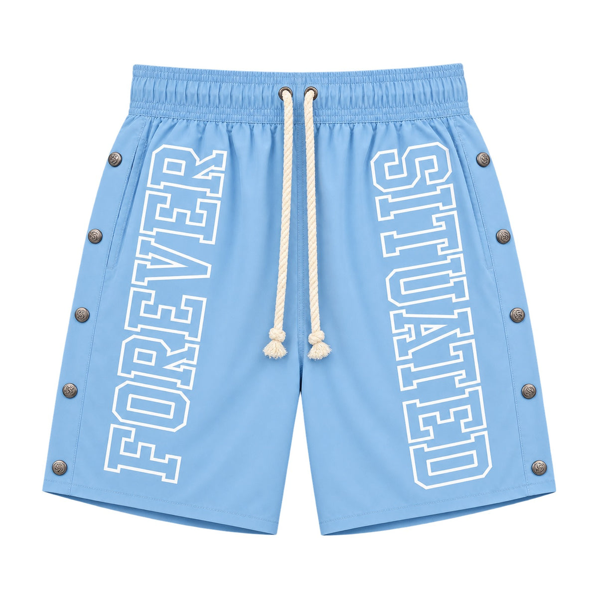 Forever Situated Nylon Track Short in light blue
