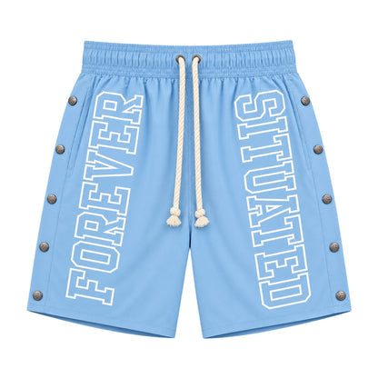 Forever Situated Nylon Track Short in light blue