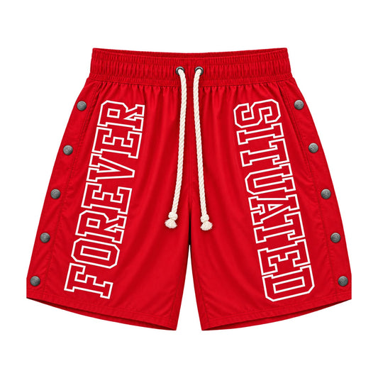 Forever Situated Nylon Track Short in red