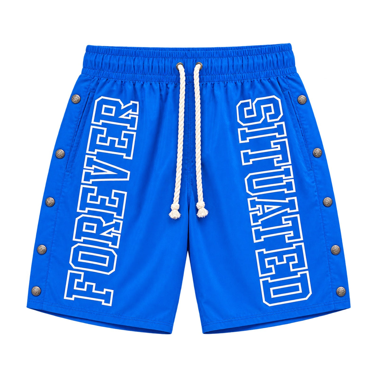 Forever Situated Nylon Track Short in royal blue