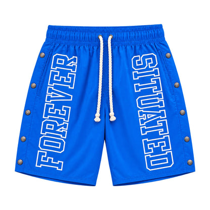 Forever Situated Nylon Track Short in royal blue