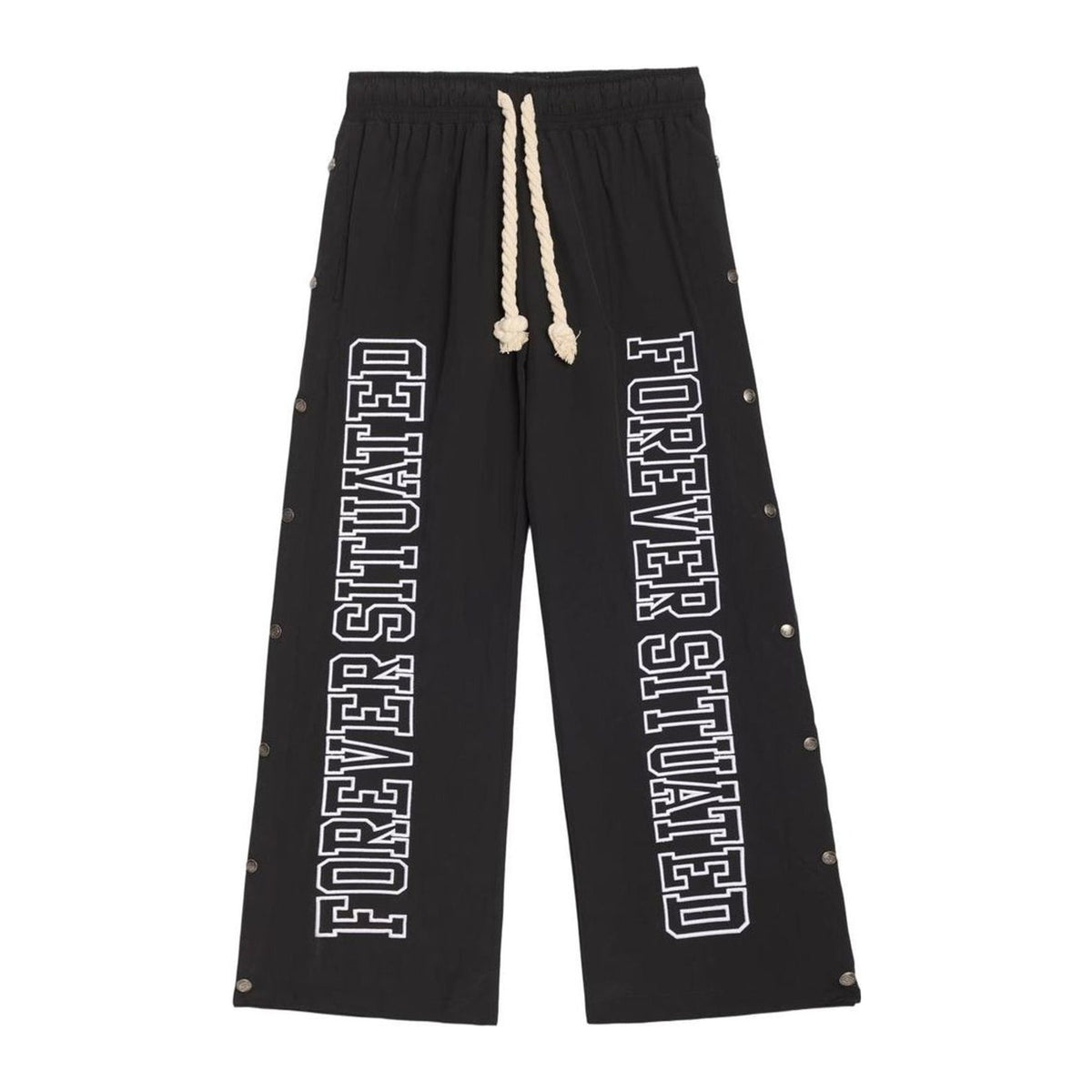 Forever Situated Nylon Tracks Pant — Black