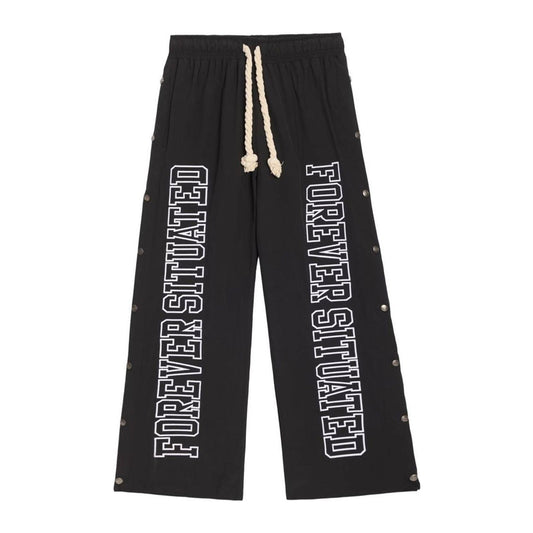 Forever Situated Nylon Tracks Pant — Black