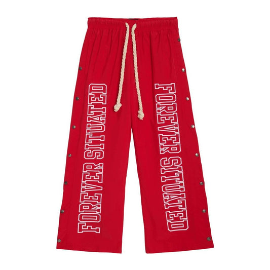 Forever Situated Nylon Tracks Pant — Red