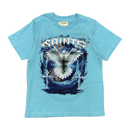 FWRD Denim NY "Saints" Rhinestone Tee — Carolina Blue — FWRD Denim — view 2