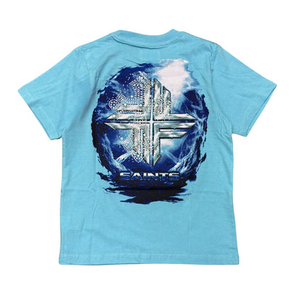 FWRD Denim NY "Saints" Rhinestone Tee — Carolina Blue — FWRD Denim — view 3
