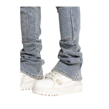 Guapi Monogram Cargo Flare Jean — Blue — Guapi — view 2