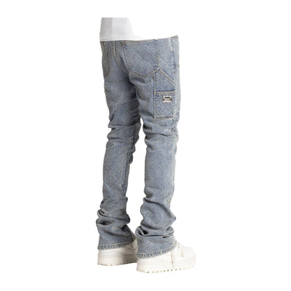 Guapi Monogram Cargo Flare Jean — Blue — Guapi — view 3