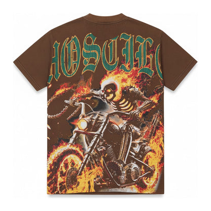 Hostile "Fire Rider" Chain Tee — Brown - ghost mannequin